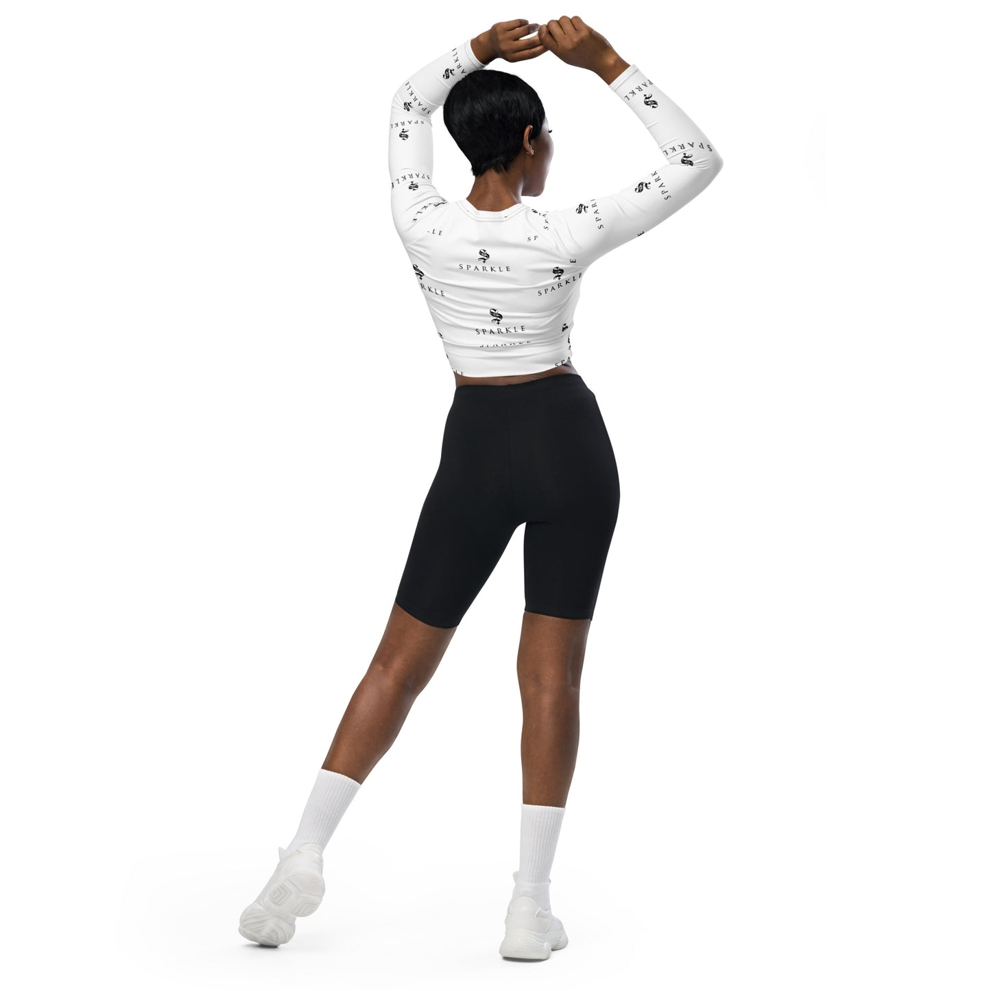 Sparkle Brand Monogram Logo Recycled Long-Sleeve Crop Top