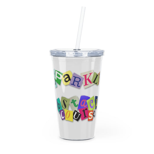 Sparkle Obstacle Course Plastic Tumbler with Straw