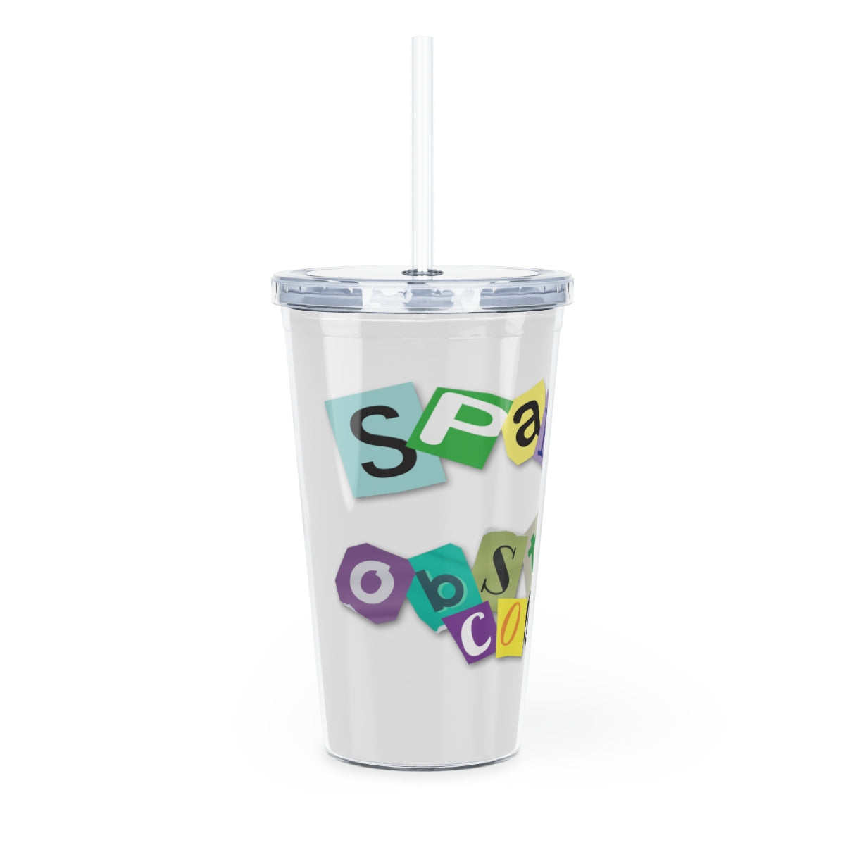 Sparkle Obstacle Course Plastic Tumbler with Straw